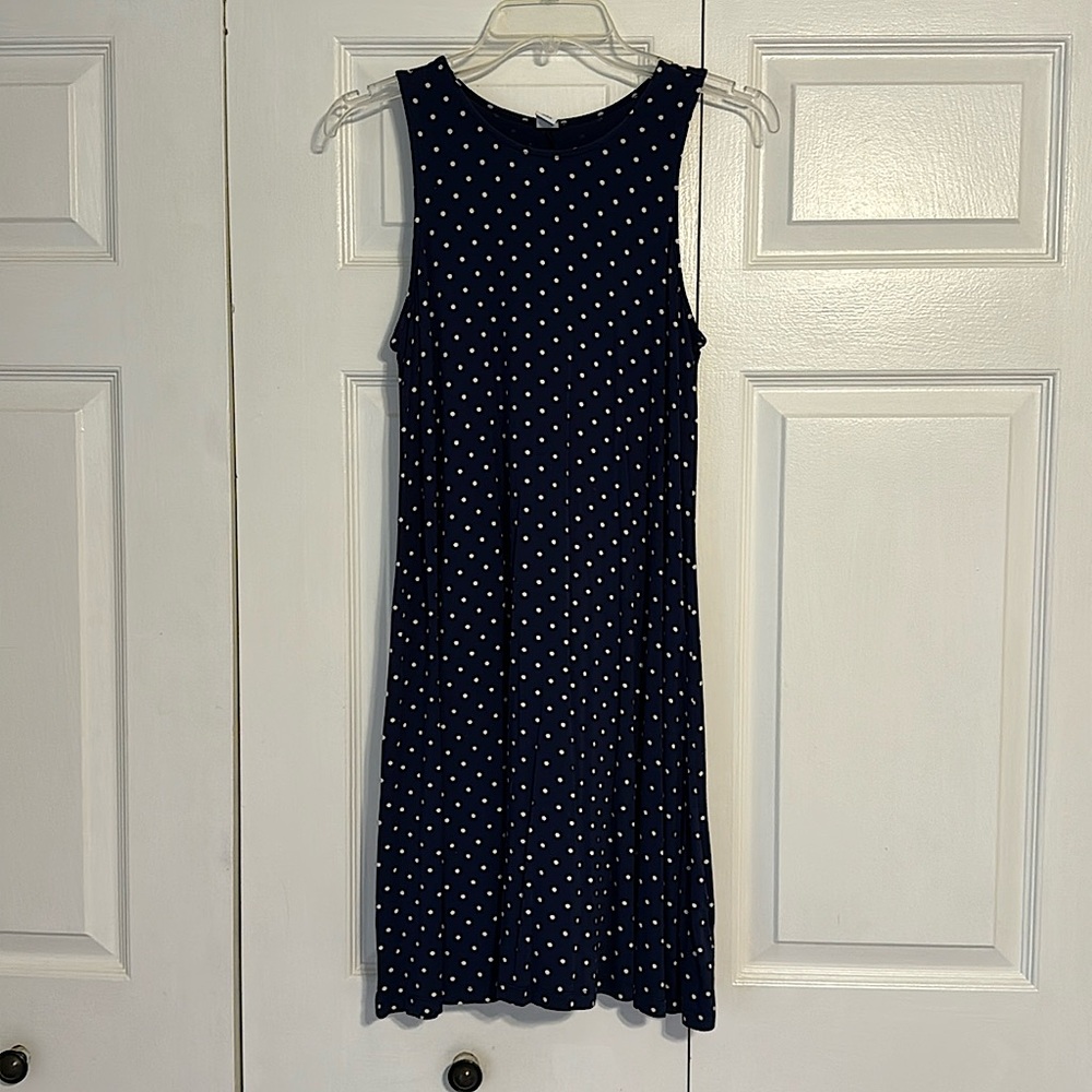 Old Navy Sleeveless Navy Blue Dot Swing Dress